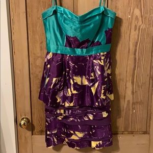 BCBG strapless satin cocktail dress